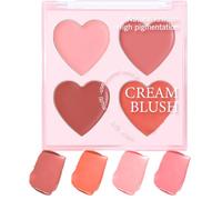 Paleta De Rubor Para Mejillas - 4 Colores Paleta De Maquillaje En Polvo Mejillas Con Efecto Antimanchas - Colorete Mejillas Resistente, Cosmético De Belleza Para Bodas, Viajes Y Eventos Especiales