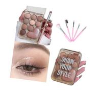 Paleta de sombra de ojos en polvo prensado de 10 colores para viajes, incluye pinceles de mezcla, paleta para construir para mezclar sombras de ojos