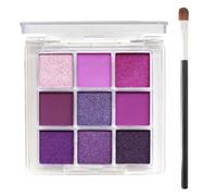 Paleta de sombra de ojos morada con brillo mate, 9 colores, con pincel, larga duración, altamente pigmentada, ligera, fina y lisa, paleta de sombras de ojos, maquillaje de ojos (morado lavanda)