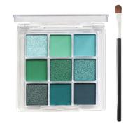 Paleta de sombra de ojos verde - 9 colores mate brillo paleta con pincel - larga duración, muy pigmentada, ligera, fina y lisa, paleta de sombras de ojos, color verde (aguacate verde)