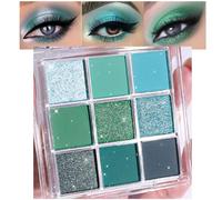 Paleta de sombra de ojos verde de 9 colores, brillante, brillante, esmeralda, oscuro, verde azulado, purpurina, metálica, brillante, brillante, sombra de ojos, paleta de sombras de ojos para mujeres