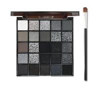 Paleta de sombras de ojos ahumada, 25 colores negro y blanco, gótico, paleta en tonos fríos, textura perlada mate altamente pigmentada, maquillaje de Halloween, con pincel para sombra de ojos