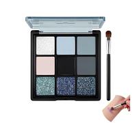 Paleta de Sombras de Ojos Ahumadas de 9 Colores con Pincel, Sombras de Ojos con Purpurina y Mate en Tonos Negro, Gris Plateado, Rosa y Púrpura, Maquillaje Profesional de Larga Duración