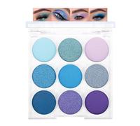 Paleta de sombras de ojos azul, 9 colores mate brillante, alta pigmentación con polvo liso, resistente al agua y a las manchas, maquillaje de ojos azules para vacaciones y uso diario