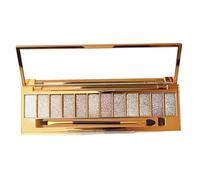 Paleta de sombras de ojos con brillo, 12 colores brillantes, con espejo y pincel, de larga duración y alta pigmentación para mujeres.