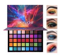 Paleta de sombras de ojos de 40 colores, paleta de sombras de ojos multicolor mate y brillante, color arcoíris mate con purpurina, para maquillaje de vacaciones y uso diario, polvo fino, brillante de
