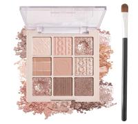 Paleta de Sombras de Ojos de 9 Colores con Pincel Profesional, Tonos Café y Tierra, Maquillaje Mujer de Larga Duración, Sombras Mate y Brillantes, Alta Pigmentación y Textura Sedosa