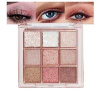 Paleta de sombras de ojos de colores Pink.et de 9 colores, maquillaje natural, arcoíris natural, alta pigmentación, larga duración, resistente al agua, mezclable (rosa, blanco, marrón dorado, 1 unidad