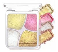 Paleta de sombras de ojos en crema de 4 colores, tono cálido champán dorado | Chameleon Warm Champagne Golden Shades, Waterproof Sparkling Long-Lasting For Daily Party, Casual & Cosplay Eye Looks.