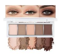 Paleta de sombras de ojos, juego de maquillaje mate neutro de 5 colores, sombras marrones nude de larga duración para uso profesional diurno