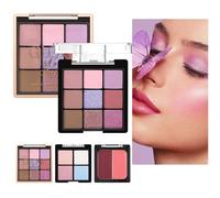 Paleta de sombras de ojos, kit de maquillaje, paleta de maquillaje, tonos brillantes mate con iluminador de colorete, versátil para mejorar la fotografía, perfecta para fechas de viaje