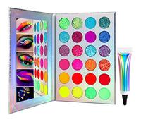 Paleta de sombras de ojos luminosas neón de 24 colores, Sombra de ojos mate y brillante UV Glow Blacklight que brilla en la oscuridad, Afflano Aurora Eyeshadow Paletas maquillaje Halloween Fluorescent