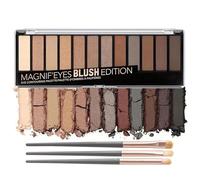 Paleta de sombras de ojos marrón, 12 colores ahumados, mate Shimmer, alta pigmentación con pincel, resistente al agua y a las manchas, maquillaje de ojos para vacaciones y uso diario, polvo liso