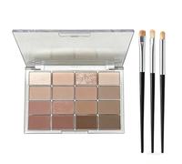 Paleta de Sombras de Ojos Marrón 16 Colores, Sombra Alta Pigmentación Acabados Mate y Shimmer, Larga Duración Resistente al Agua, Set Maquillaje Ojos Ahumados Marrón Nude con Pincel