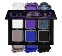 Paleta de sombras de ojos negro, azul y morado, maquillaje gótico, brillo mate, paleta de sombras de ojos ahumadas oscuras con espejo, altamente pigmentadas, blancas, grises, azules, multicromadas
