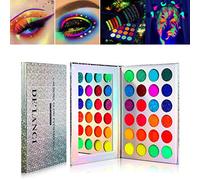 Paleta de sombras de ojos Neon Glow in the Dark, DE'LANCI Aurora Glow Eyeshadow, Kit de maquillaje de Halloween Glow Blacklight Matte y Glitter Fluorescent Eye Shadows Pigment Luminous