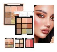 Paleta de sombras de ojos - Paleta de resaltadores, sombra de ojos, kit de rubor para mujeres | Cosméticos de belleza mate de brillo, colores para la piel para el rendimiento del escenario, la