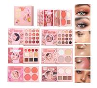 Paleta de sombras de ojos para maquillaje - Mate brillante de larga duración, kit iluminador difuminable, contorno facial impermeable bronce, estuche de viaje cosmético todo incluido | Para la