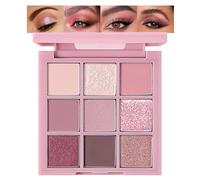 Paleta de sombras de ojos rosa de 9 colores, paleta de sombras de ojos de melocotón altamente pigmentada, Blendable Ledschatenpalete Matte Shimmer, resistente al agua y larga duración, paleta de