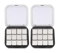 Paleta de Sombras de Ojos Vacía 2 Piezas Negro Magnético | Capacidad para 12 Bandejas, Plástico y Metal, Uso Personal y Tienda de Maquillaje