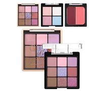 Paleta De Sombras De Ojos Y Rubor, Polvos Sombra de Ojos Rubor Iluminador Maquillaje Femenina, Cosméticos de Textura Mate y Brillante para Fotografía Escenario Noche de Cita y Viaje
