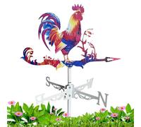 Paleta de viento de animales coloridos, decoraciones en forma de gallo, molinillo de viento de metal, pantalla de dirección del viento de metal, indicador de dirección del viento de pollo de jardín
