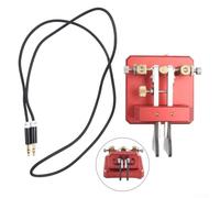 Paleta doble automática para teclado de código morse para Ham Radio CW Practice, base magnética ajustable, conector de 3,5 mm, plateado (rojo)