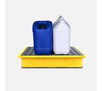 Paleta modular de contención de derrames de 72x72 con rejilla, bandeja de almacenamiento de bidones de aceite de alta resistencia para materiales peligrosos, plataforma antifugas resistente a produc
