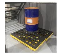 Paleta modular de contención de derrames de tambor con bandeja de drenaje y rejilla, plataforma industrial de prevención de fugas de aceite para un almacenamiento seguro y gestión de derrames