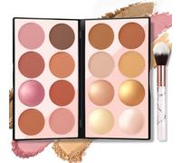 Paleta multifuncional de 16 colores para contorno, rubor e iluminador en uno. Paleta de maquillaje portátil con polvo bronceador iluminador perlado. Set de maquillaje facial profesional.