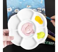 Paleta Pintura, Paleta de Cerámica, 2 Piezas Paleta de Arte, Paleta de Pintura de Artista, Paleta de Pintor de 17cm para Acuarela, Paleta Universal para Manualidades, Paleta Acuarela, 7 Hoyos
