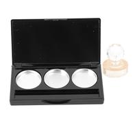 Paleta Vacía de Maquillaje Rectangular 3 Colores con Espejo, Negro | 1 Juego, Diseño Compacto y Ligero, para Sombra de Ojos y Cejas, Fácil de Llevar en Equipaje