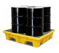 Paletas de contención de derrames de alto rendimiento con drenaje. Plataforma apilable antiderrames para un cubo de pintura eficiente y gestión industrial de derrames