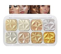Paletas de maquillaje de resaltador de 8 colores, iluminador de rostro y cuerpo con brillo de diamante, paleta de resaltador de contorno facial nacarado de alto pigmento brillante para dar forma