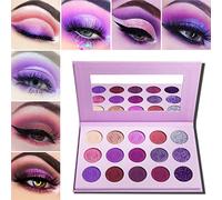 Paletas De Maquillaje Sombra De Ojos Mate Brillo Pigmentado 15 Colores, Púrpura Oscuro Rosa Marrón Plata Violeta Linda Boda Brillo Holográfico Paleta Sombra De Ojos Cosméticos Para Niñas Las Mujeres