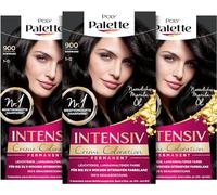 Palette Crema intensiva de coloración 1-0/900, color negro, nivel 3 (3 x 115 ml), color permanente para hasta 8 semanas de brillo intenso y cobertura de canas 100%