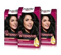 PALETTE Intensive Creme Color 1-0 Negro, tinte de pelo permanente con aceite de macadamia y almendras, cubre el 100% de las canas y raíces, para un color radiante