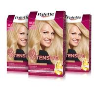 Palette Intensive Creme Color 10-0 Rubio Muy Claro, tinte permanente con aceite de macadamia y almendras, cubre el 100% de las canas y raíces, para un pelo radiante, Pack 3