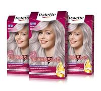 Palette Intensive Creme Color 10-91 Rubio Muy Claro Plata, tinte de pelo permanente con aceite de macadamia y almendras, cubre el 100% de las canas y raíces, para un color radiante