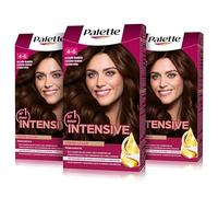 Palette Intensive Creme Color 4-6 Castaño Marrón, tinte permanente con aceite de macadamia y almendras, cubre el 100% de las canas y raíces, para un pelo radiante, Pack 3