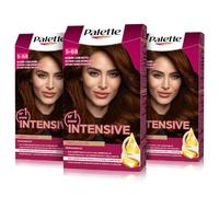 Palette Intensive Creme Color 5-68 Castaño Claro Rojizo, tinte permanente con aceite de macadamia y almendras, cubre el 100% de las canas y raíces, para un pelo radiante, Pack 3