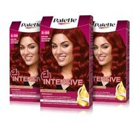 Palette Intensive Creme Color 6-88 Rojo Rubí , tinte de pelo permanente con aceite de macadamia y almendras, cubre el 100% de las canas y raíces, para un color radiante, Pack 3