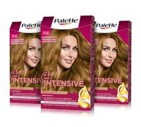 Palette Intensive Creme Color 7-5 Rubio Dorado Caramelo, tinte permanente con aceite de macadamia y almendras, cubre el 100% de las canas y raíces, para un pelo radiante, Pack 3