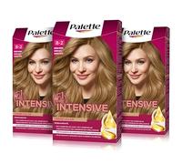 Palette Intensive Creme Color 8-2 Rubio Beige, tinte de pelo permanente con aceite de macadamia y almendras, cubre el 100% de las canas y raíces, para un color radiante, Pack 3