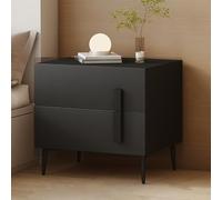 Palilla de noche con 2 cajones, mesa lateral pequeña, mesa al lado moderna, puestos de madera nocturna, mesa de fin de altaval con almacenamiento, s rústico para dormitorio, sala de estar (negro