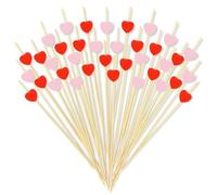 Palillo Corazon, 200pcs Palitos de Cóctel, Palillos de Cóctel, Brochetas Coctel, Palillos de Bambu para Brochetas, Adecuado para Fiestas de San Valentín, Fiestas de Cumpleaños y Bodas(Rojo+Rosa)