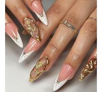 Palillo de almendra francés en las uñas para las mujeres que presionan en las uñas que se pueden aplicar fácilmente uñas postizas manicura conjunto de arte