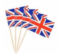 Palillo de dientes bandera británica - Insertos para tarta Union Jack para cupcakes, banderas británicas, rey III, 100 piezas