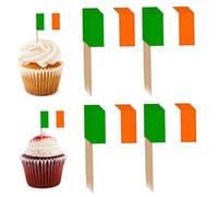 Palillo de dientes con bandera irlandesa, decoración para tarta de trébol, palo de cóctel, bandera para decoración de pasteles, 100 Uds., estilo 6, irlandesa, palillo de dientes