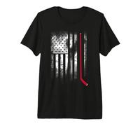 Palillo de Hockey sobre Hielo Rojo Bandera de Estados Unidos Patriot Puck Camiseta Premium